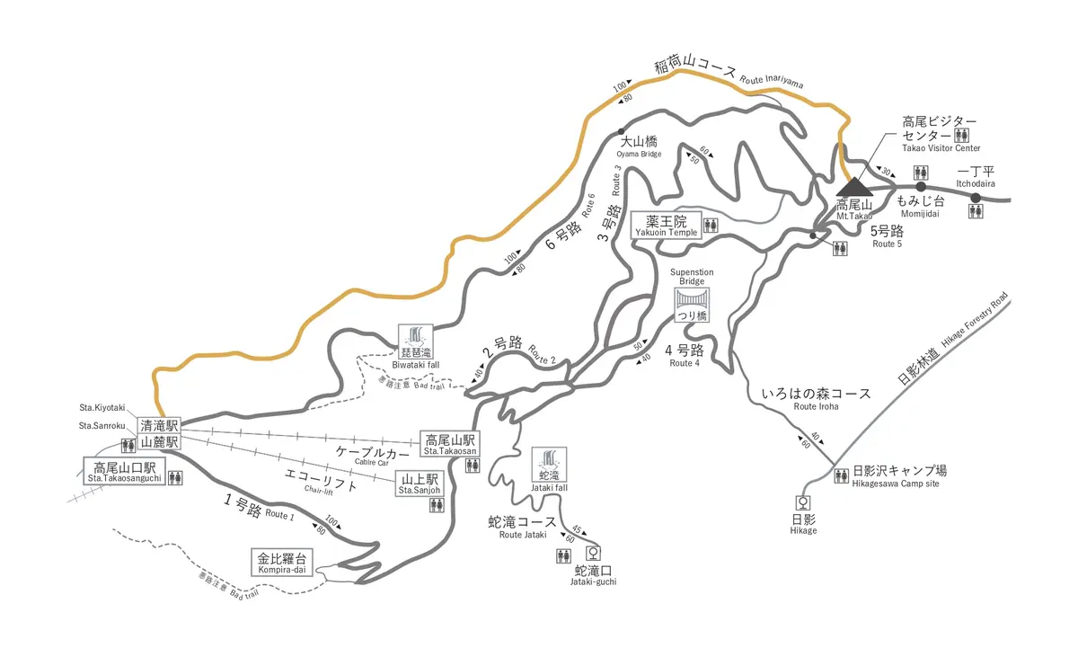 稲荷山コースのマップ