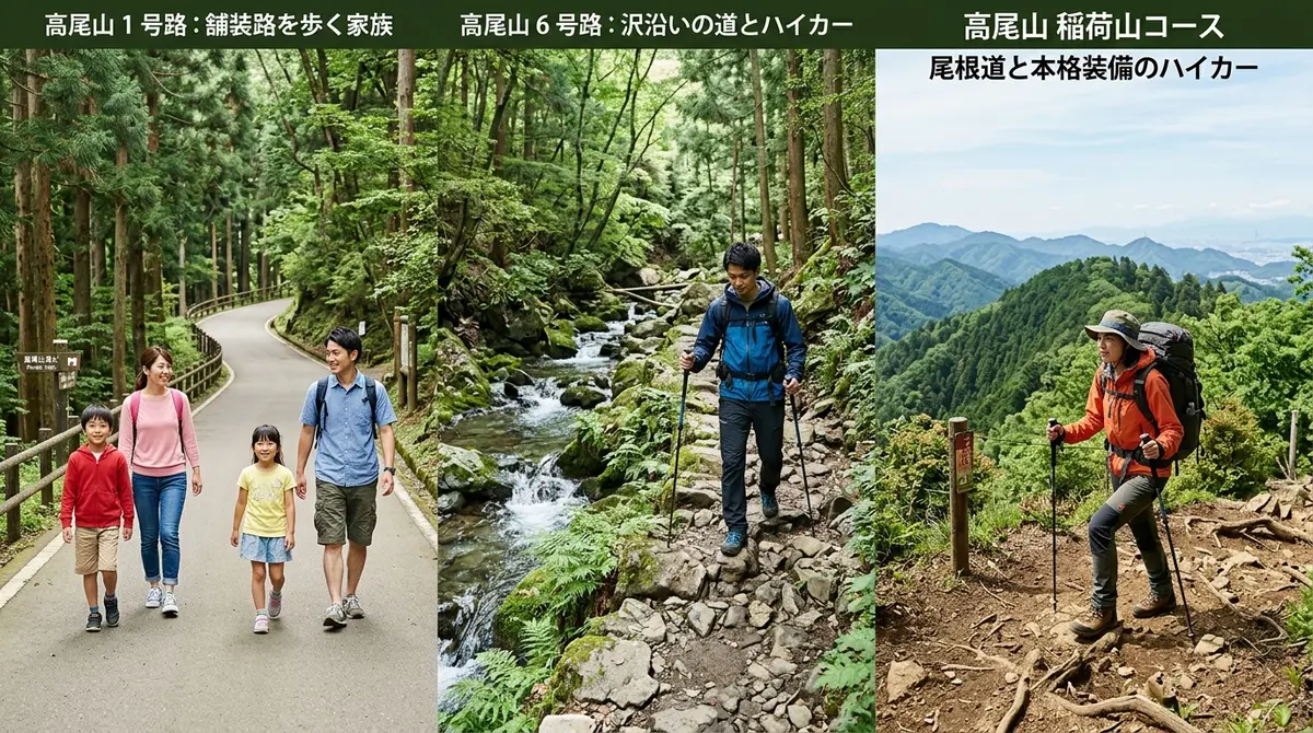 高尾山のコース別 服装の違い
