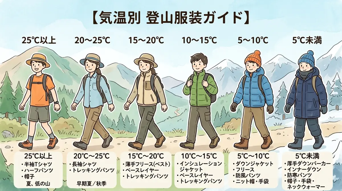 高尾山の気温別 服装早見表
